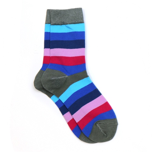 Blue Mix Striped Organic Cotton Blend Socks by Peace of Mind